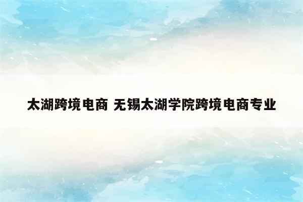 太湖跨境电商 无锡太湖学院跨境电商专业