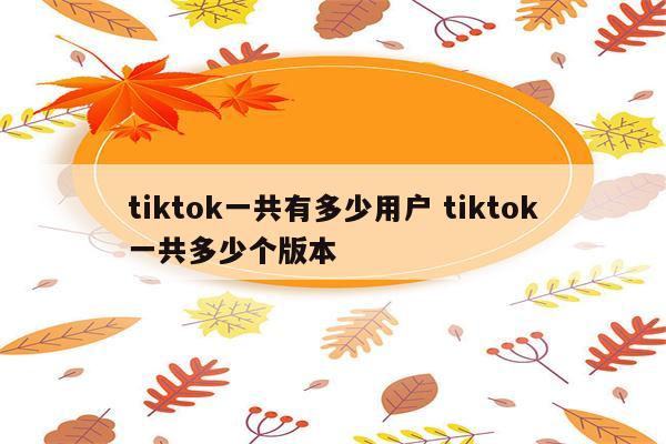 tiktok一共有多少用户 tiktok一共多少个版本