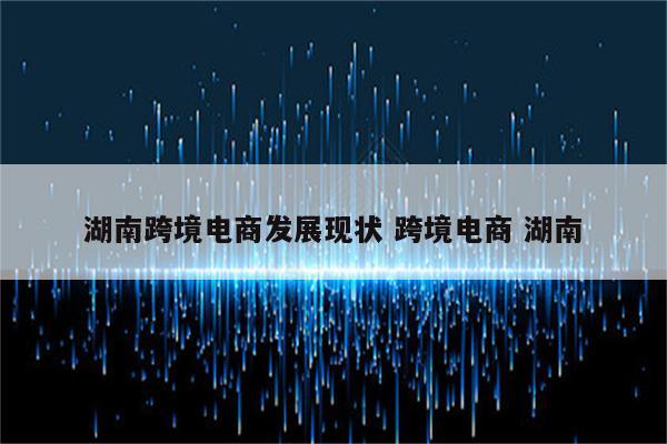 湖南跨境电商发展现状 跨境电商 湖南