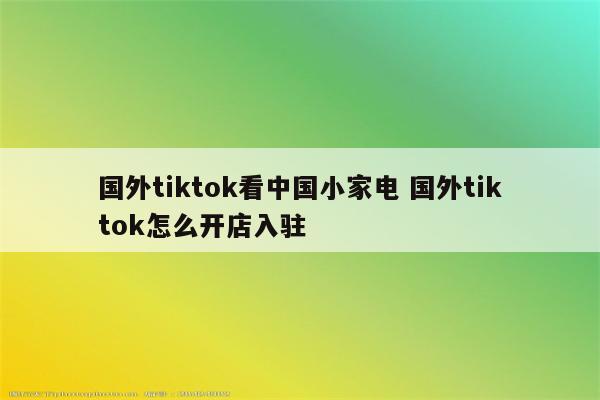 国外tiktok看中国小家电 国外tiktok怎么开店入驻