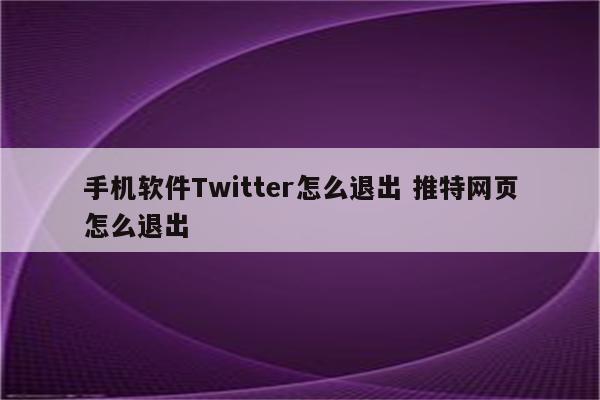 手机软件Twitter怎么退出 推特网页怎么退出