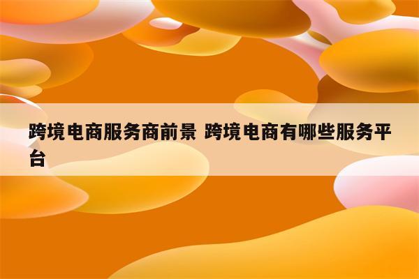 跨境电商服务商前景 跨境电商有哪些服务平台