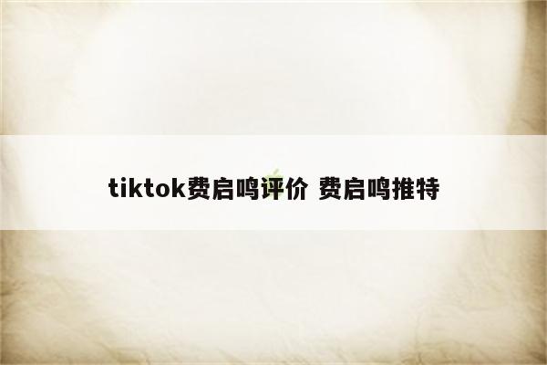 tiktok费启鸣评价 费启鸣推特