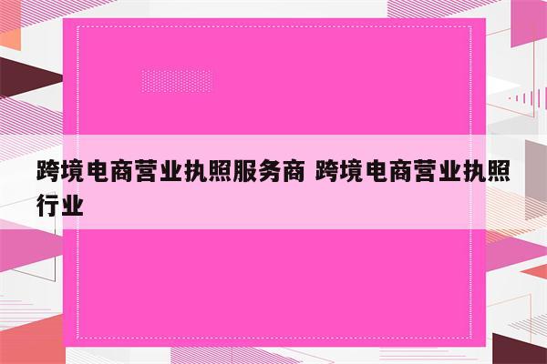 跨境电商营业执照服务商 跨境电商营业执照行业