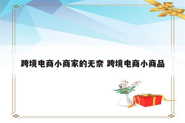 跨境电商小商家的无奈 跨境电商小商品