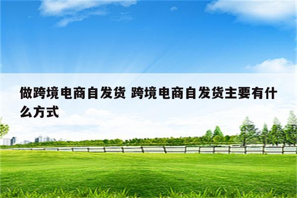 做跨境电商自发货 跨境电商自发货主要有什么方式