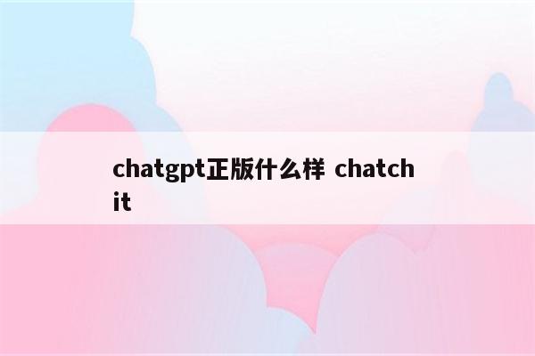 chatgpt正版什么样 chatch it
