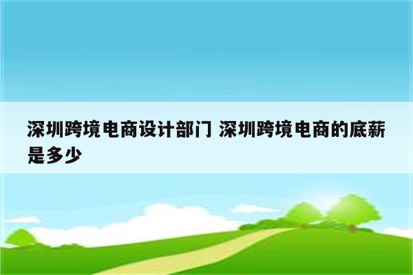 深圳跨境电商设计部门 深圳跨境电商的底薪是多少