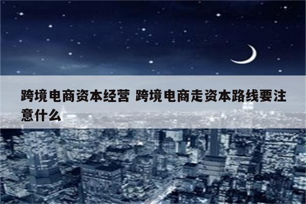跨境电商资本经营 跨境电商走资本路线要注意什么