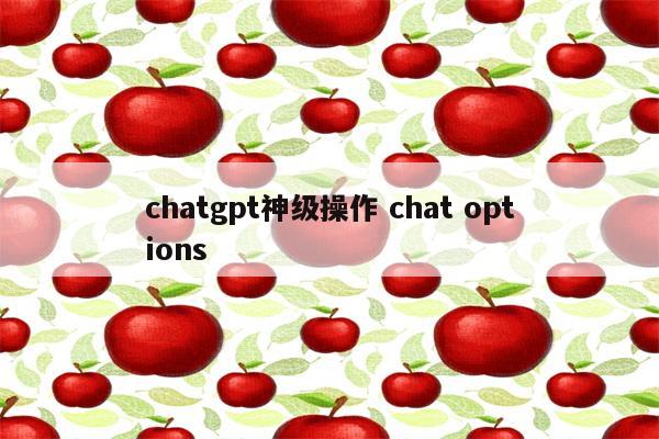 chatgpt神级操作 chat options