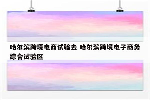 哈尔滨跨境电商试验去 哈尔滨跨境电子商务综合试验区