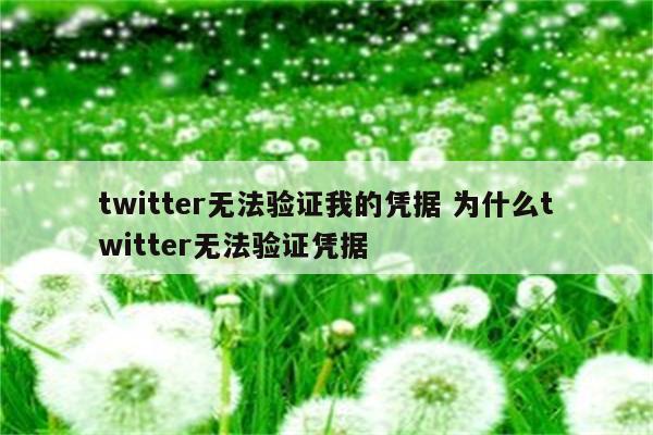 twitter无法验证我的凭据 为什么twitter无法验证凭据