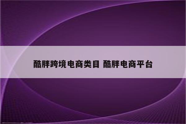 酷胖跨境电商类目 酷胖电商平台