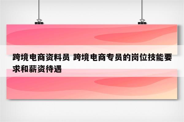 跨境电商资料员 跨境电商专员的岗位技能要求和薪资待遇