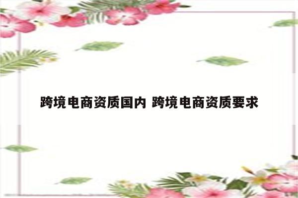 跨境电商资质国内 跨境电商资质要求