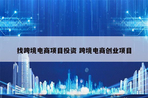 找跨境电商项目投资 跨境电商创业项目