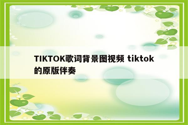 TIKTOK歌词背景图视频 tiktok的原版伴奏