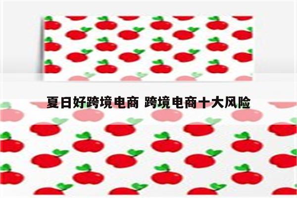 夏日好跨境电商 跨境电商十大风险