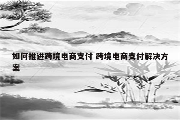 如何推进跨境电商支付 跨境电商支付解决方案