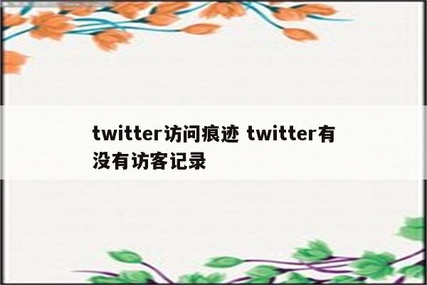 twitter访问痕迹 twitter有没有访客记录