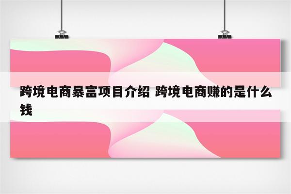 跨境电商暴富项目介绍 跨境电商赚的是什么钱