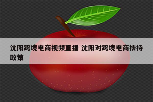 沈阳跨境电商视频直播 沈阳对跨境电商扶持政策