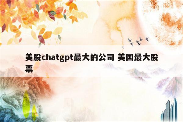 美股chatgpt最大的公司 美国最大股票