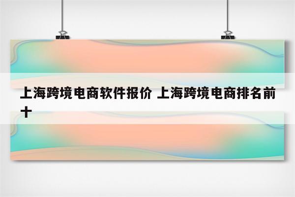 上海跨境电商软件报价 上海跨境电商排名前十