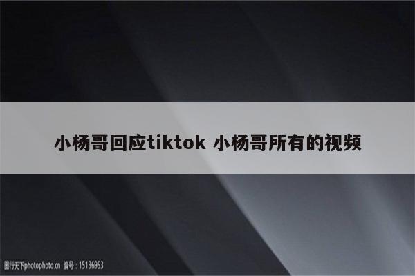 小杨哥回应tiktok 小杨哥所有的视频