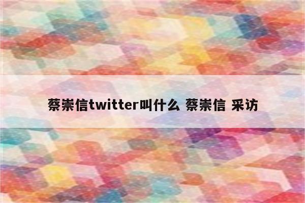 蔡崇信twitter叫什么 蔡崇信 采访