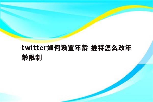 twitter如何设置年龄 推特怎么改年龄限制