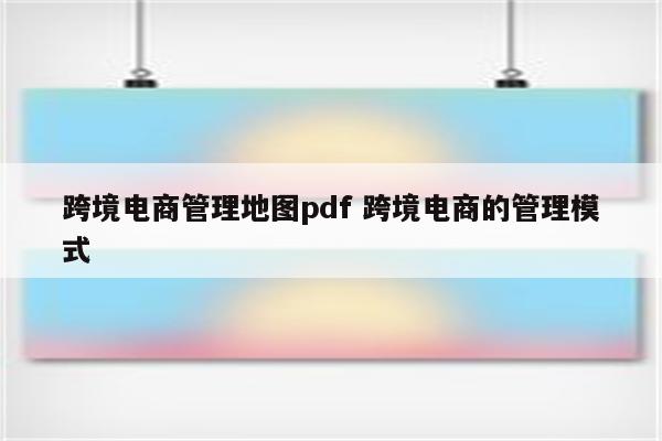 跨境电商管理地图pdf 跨境电商的管理模式