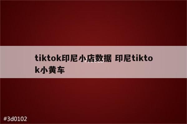 tiktok印尼小店数据 印尼tiktok小黄车