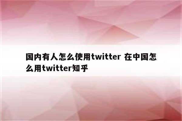 国内有人怎么使用twitter 在中国怎么用twitter知乎