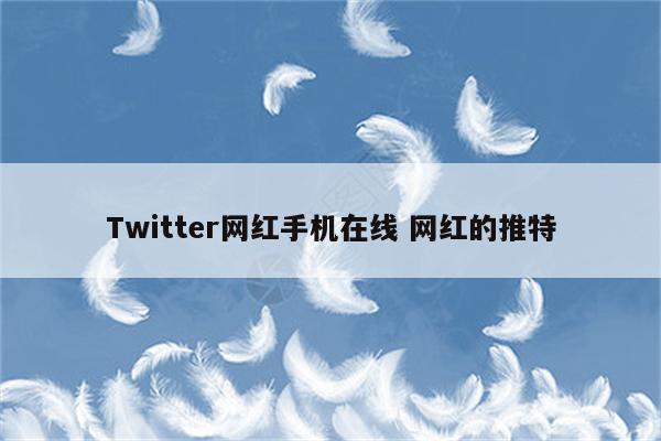 Twitter网红手机在线 网红的推特