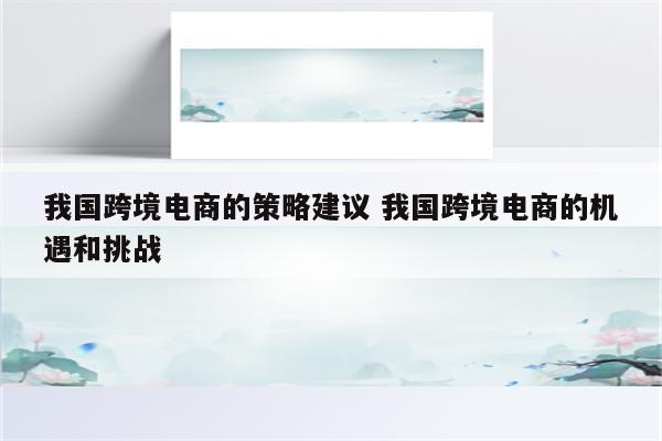 我国跨境电商的策略建议 我国跨境电商的机遇和挑战