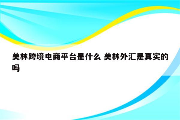 美林跨境电商平台是什么 美林外汇是真实的吗