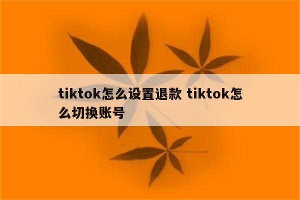tiktok怎么设置退款 tiktok怎么切换账号
