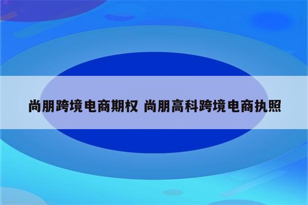 尚朋跨境电商期权 尚朋高科跨境电商执照