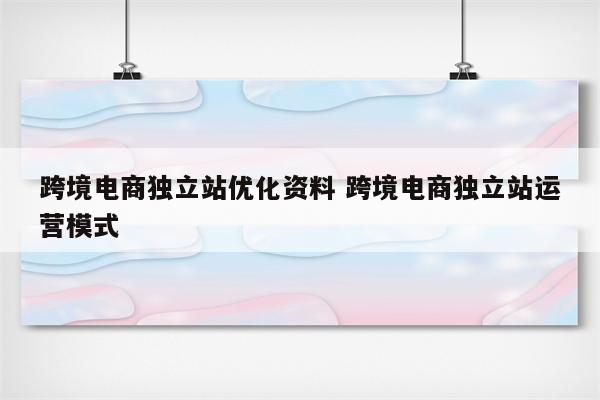 跨境电商独立站优化资料 跨境电商独立站运营模式