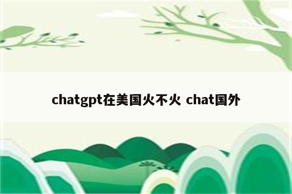 chatgpt在美国火不火 chat国外