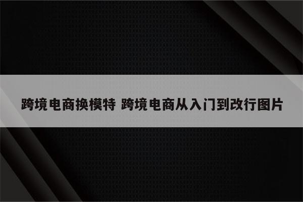 跨境电商换模特 跨境电商从入门到改行图片
