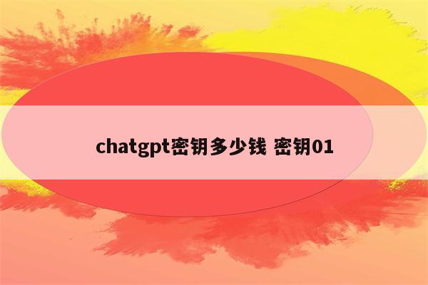 chatgpt密钥多少钱 密钥01