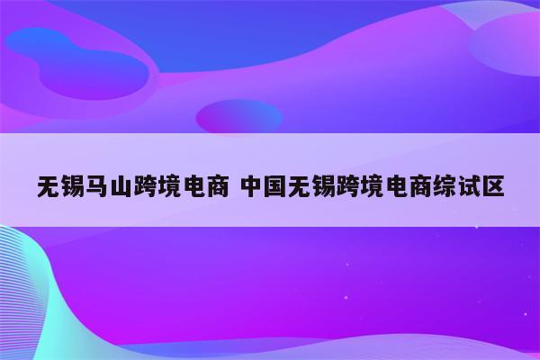 无锡马山跨境电商 中国无锡跨境电商综试区