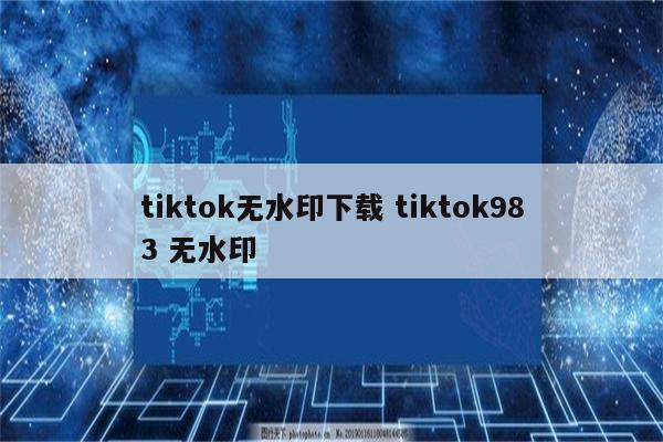 tiktok无水印下载 tiktok983 无水印