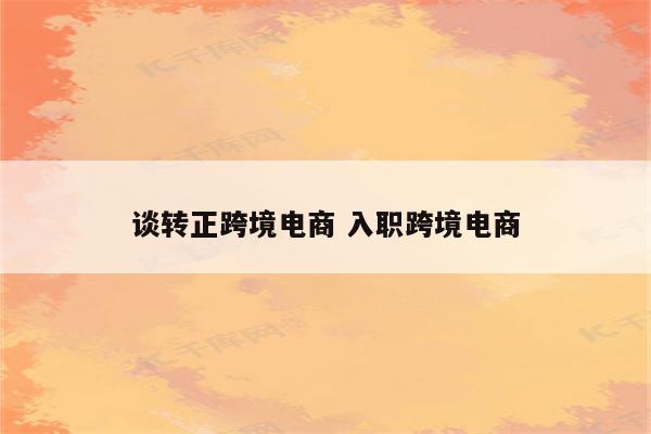 谈转正跨境电商 入职跨境电商