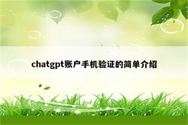 chatgpt账户手机验证的简单介绍