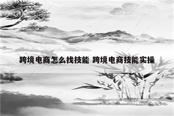 跨境电商怎么找技能 跨境电商技能实操