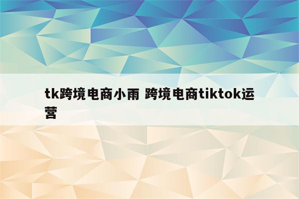 tk跨境电商小雨 跨境电商tiktok运营