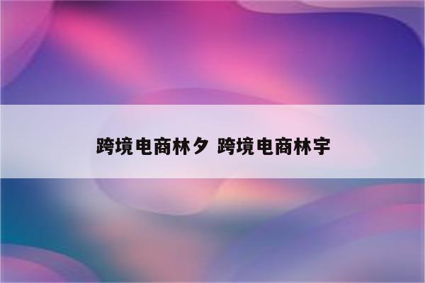 跨境电商林夕 跨境电商林宇